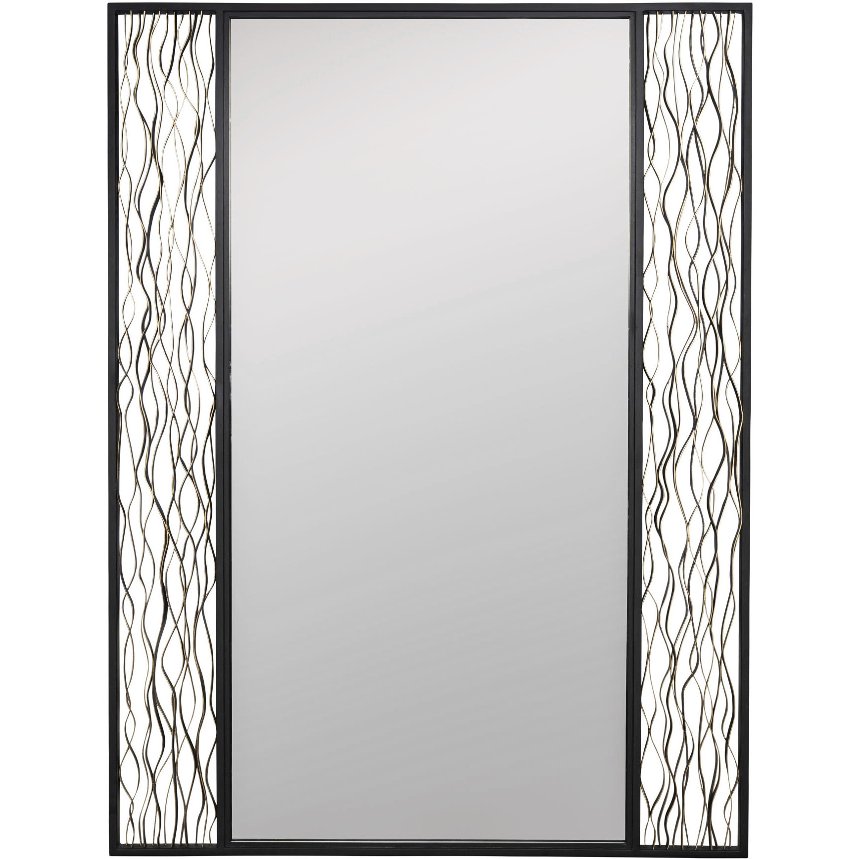 Estela 40 X 30 inch Matte Black and French Gold Wall Mirror, Smithsonian Collaboration