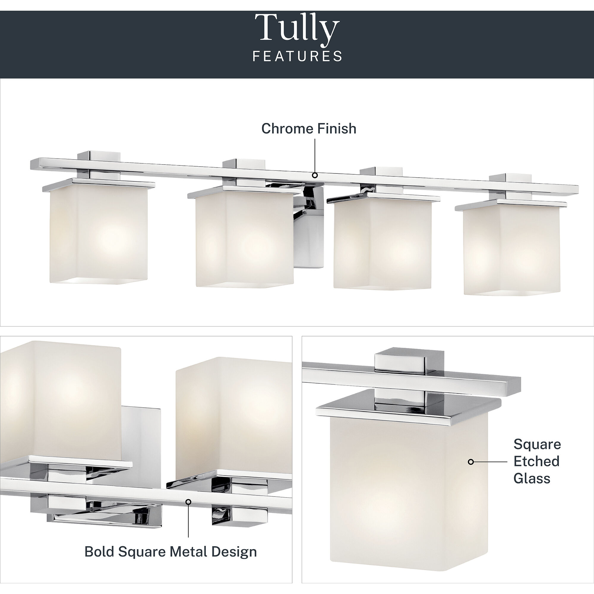 Tully 4 Light 32 inch Chrome Wall Mt Bath 4 Arm Wall Light
