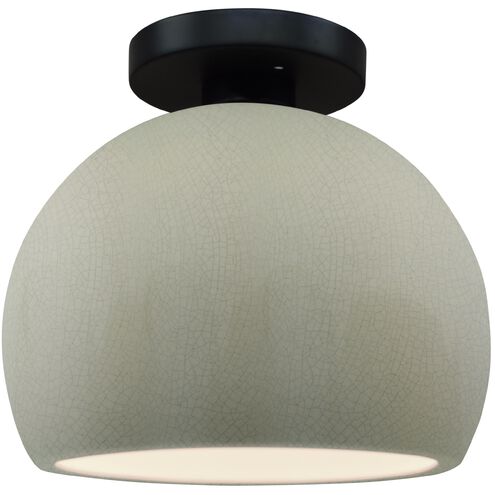 Radiance LED 7 inch Celadon Green Crackle and Matte Black Semi Flush Ceiling Light
