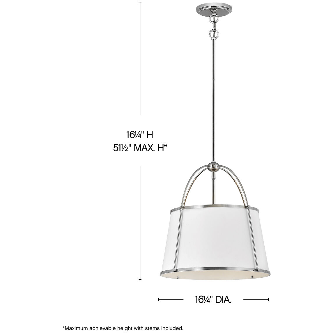 Clarke 1 Light 16.25 inch Polished Nickel with Matte White Indoor Chandelier Ceiling Light