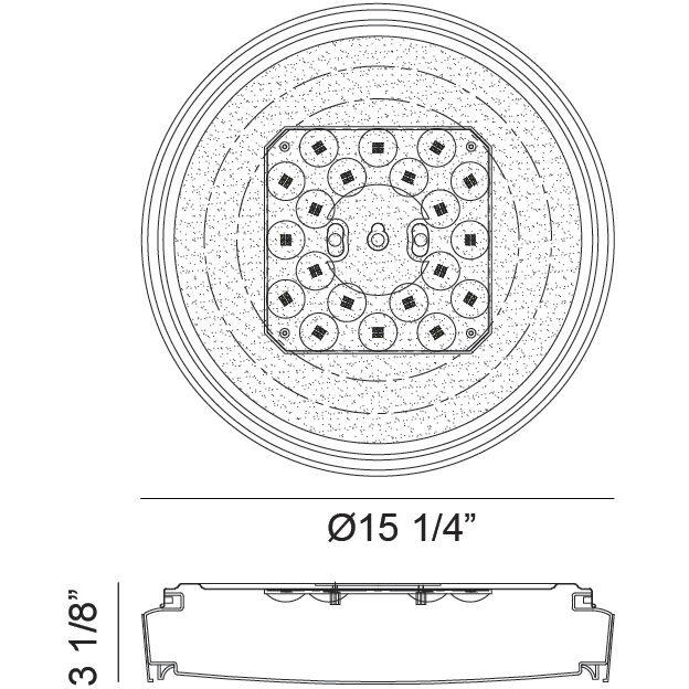 Alamus LED 15.25 inch Aged Gold Brass and Matte Black Flush Mount Ceiling Light