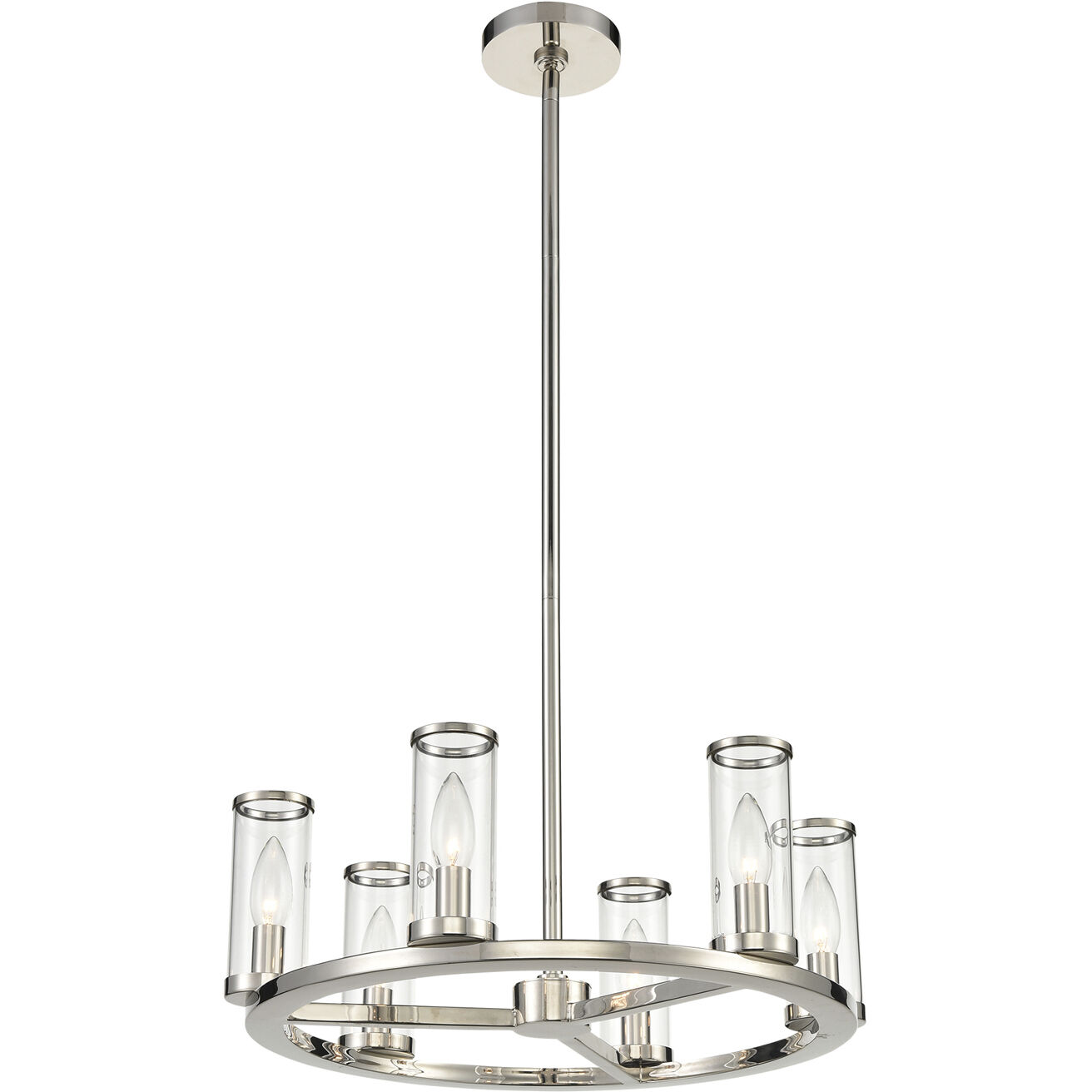 Revolve 6 Light 18.63 inch Clear Glass/Polished Nickel Chandelier Ceiling Light