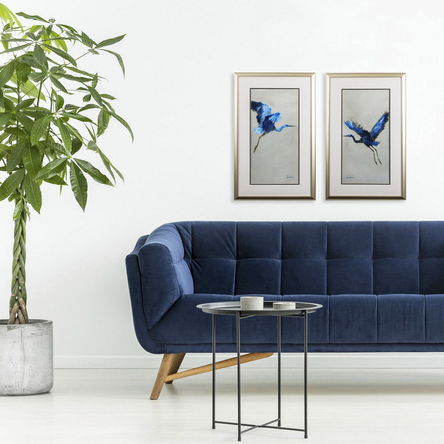 Florals Blue and Gray and Neutral Framed Art, Propac