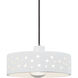 Perforated Dish Pendant Ceiling Light in Brushed Nickel, Black Cord, Replaceable Bulb, Gloss White, Form+Finish+Function