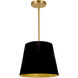 Oversized Drum 1 Light 14 inch Aged Brass Pendant Ceiling Light in Black/Gold Jewel Tone, Small