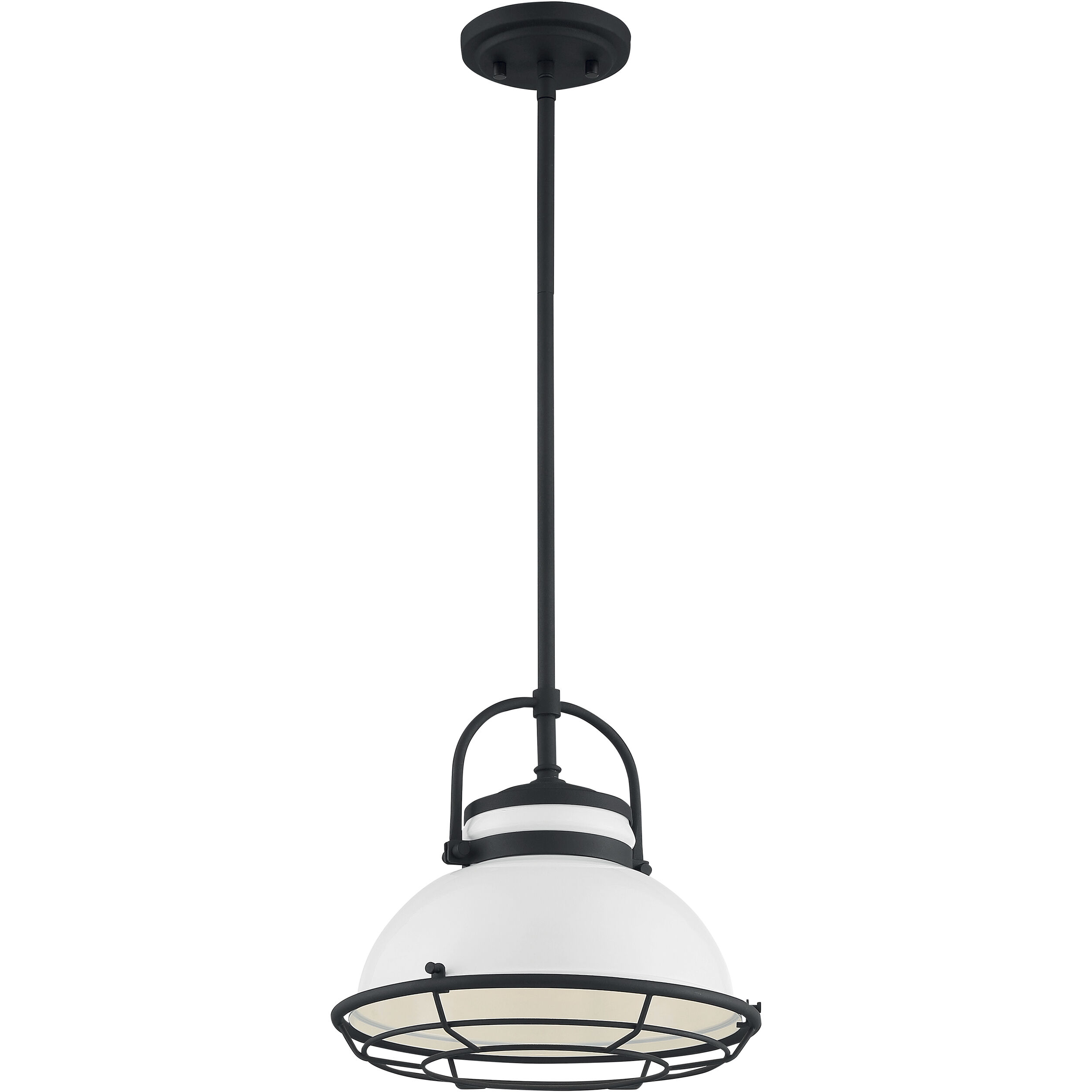 Upton 1 Light 12 inch Gloss White and Black Accents Pendant Ceiling Light