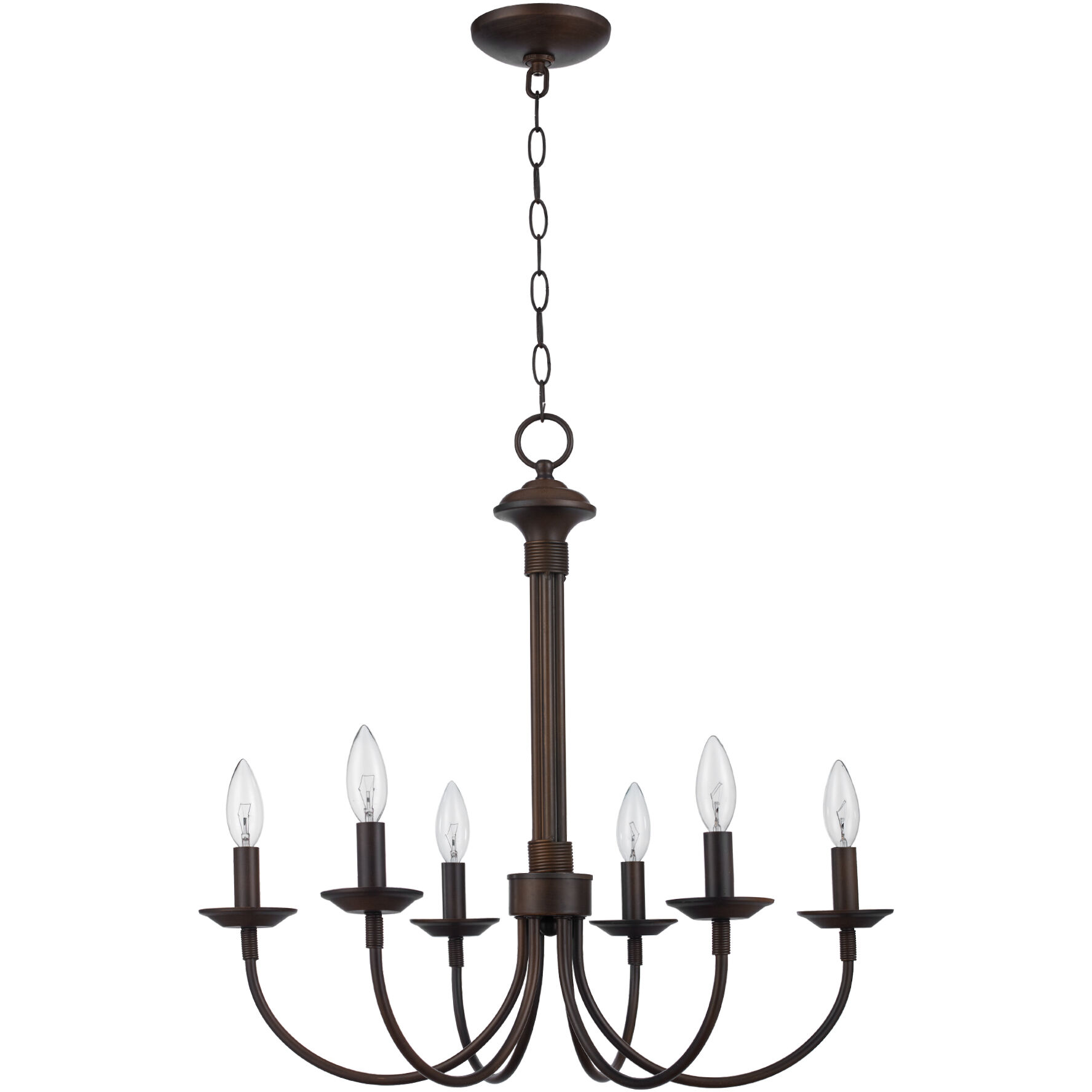 Candle 6 Light 24 inch Rubbed Oil Bronze Chandelier Ceiling Light