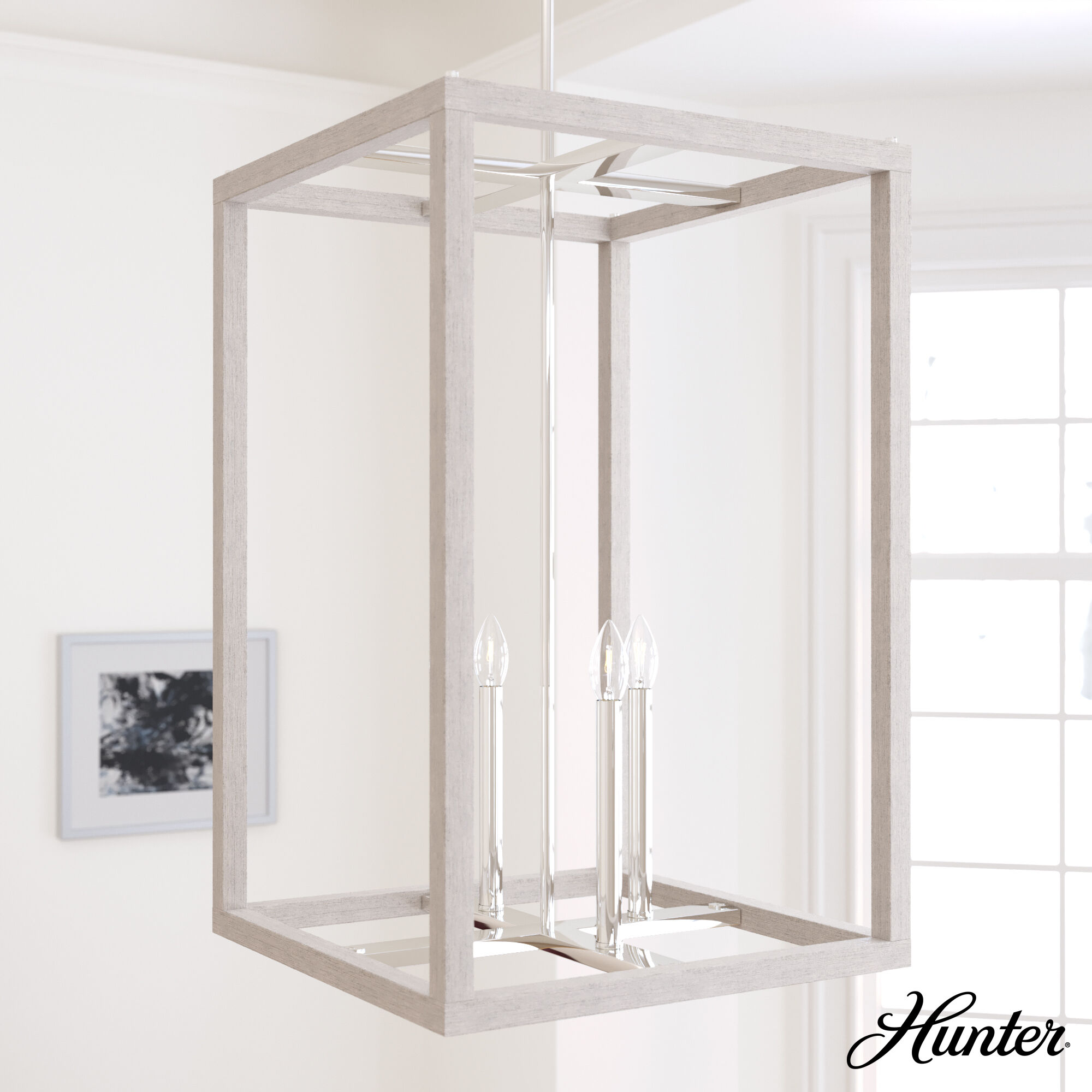 Squire Manor 4 Light 18.25 inch Chrome and Distressed White Pendant Ceiling Light