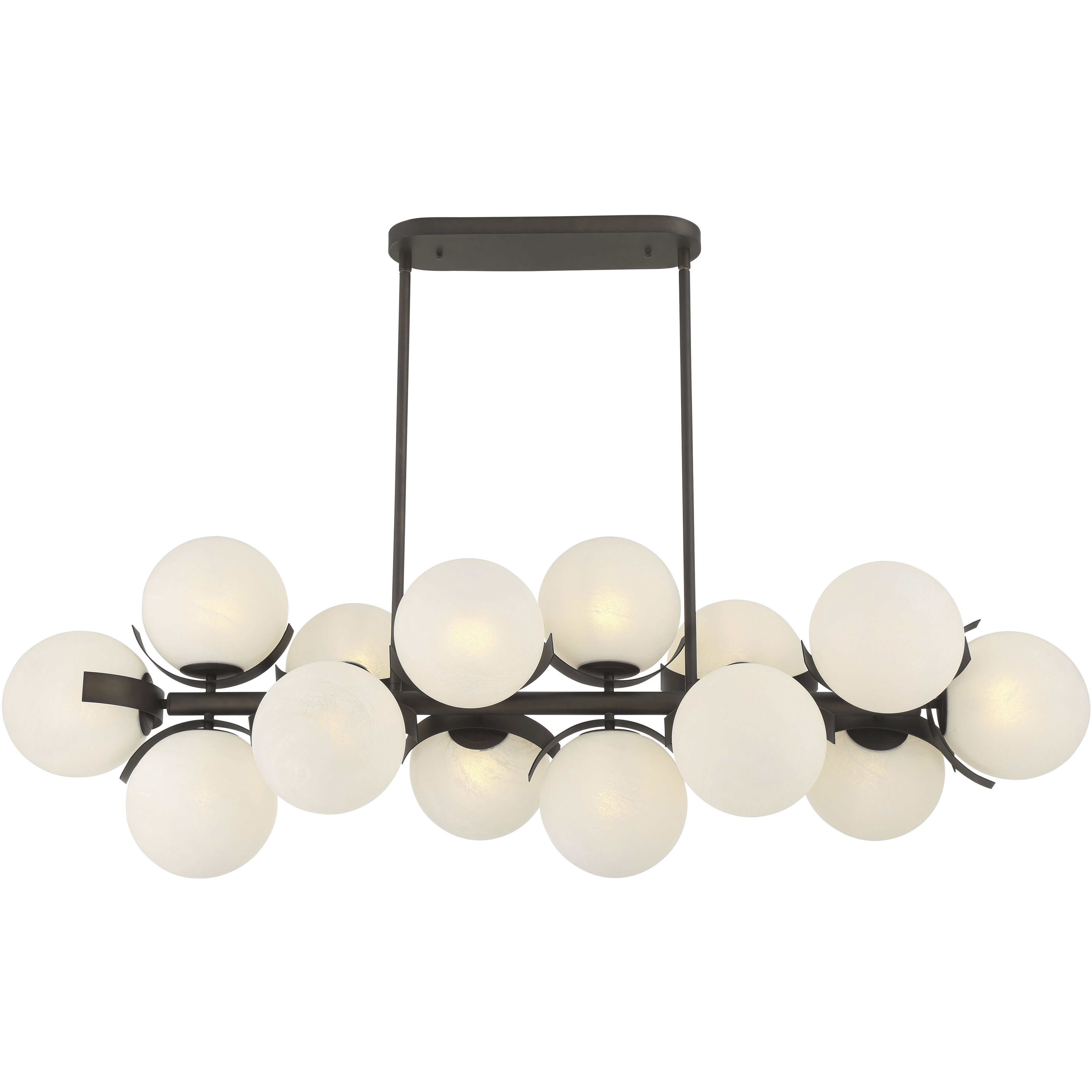 Vino Island Light Ceiling Light in Dark Bronze, White Etched Alabaster Glass