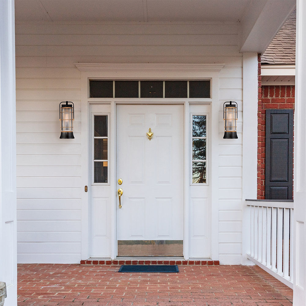 Rivamar 1 Light 16.25 inch Gold and Black Outdoor Wall Lantern