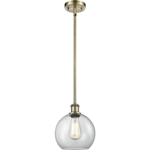 Ballston Athens 1 Light 8 inch Antique Brass Pendant Ceiling Light in Incandescent, Clear Glass, Ballston