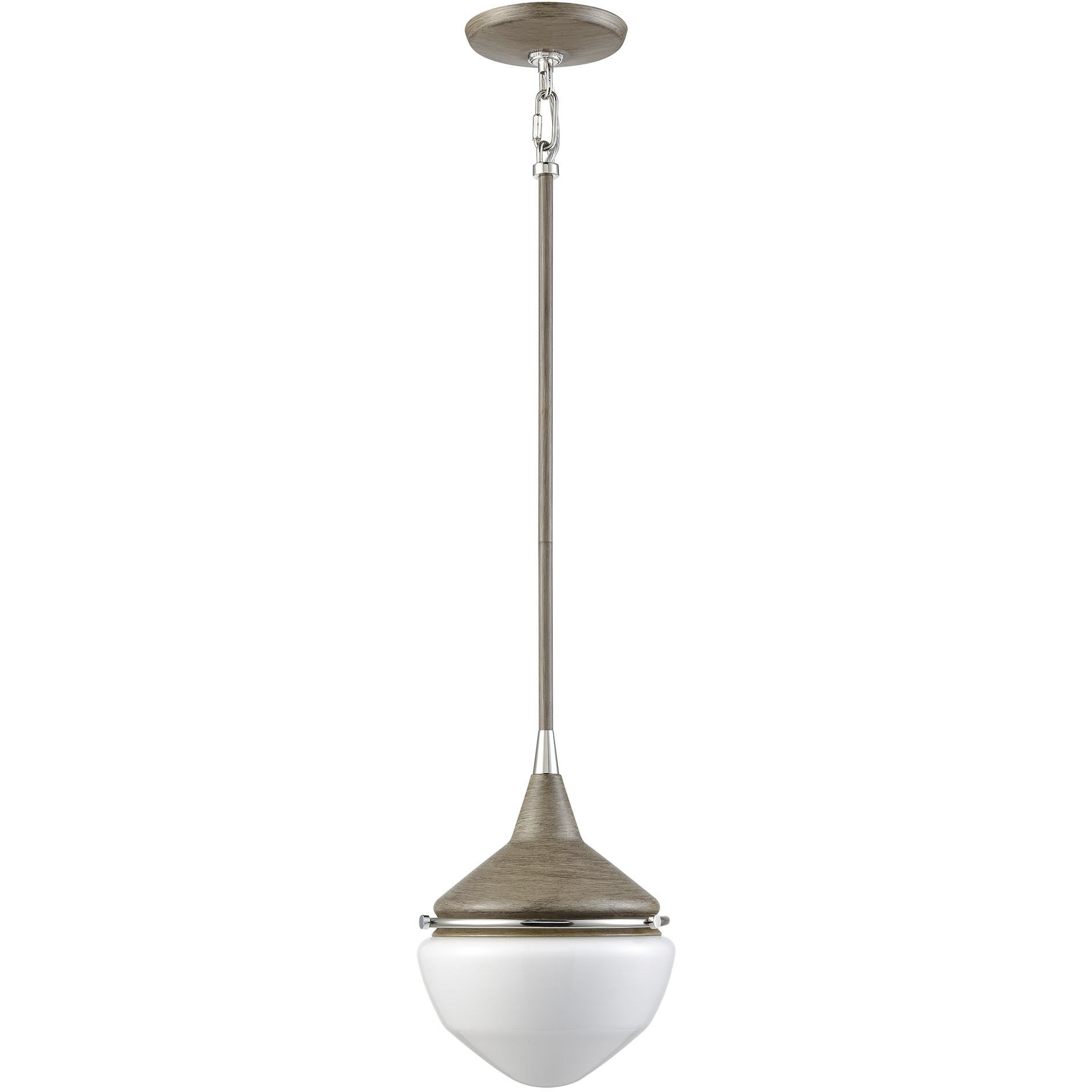 Mid-Century Schoolhouse 1 Light 8 inch Pecan with Polished Nickel Mini Pendant Ceiling Light