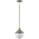 Mid-Century Schoolhouse 1 Light 8 inch Pecan with Polished Nickel Mini Pendant Ceiling Light