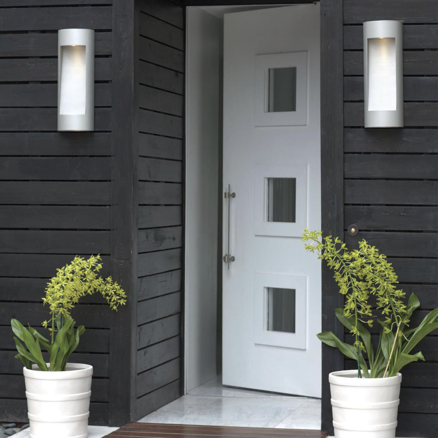 Luna Outdoor Wall Mount Lantern in Titanium, Non-LED, Large