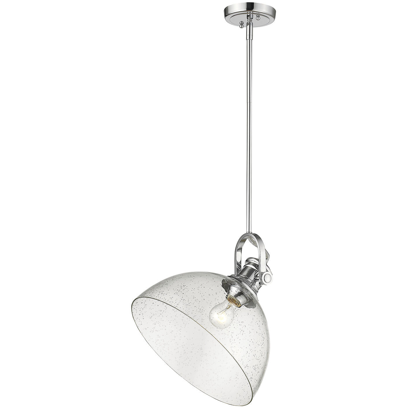 Yep Hines 1 Light 13.5 inch Chrome Pendant Ceiling Light in Seeded Glass, Large