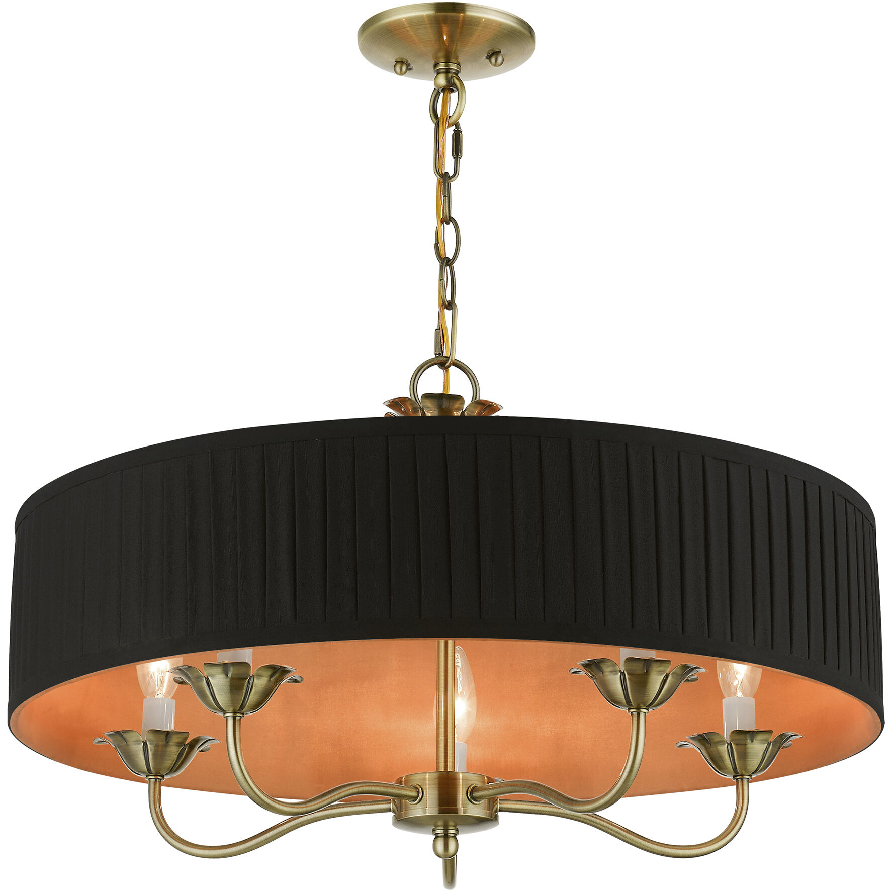 Harrington 5 Light 23 inch Antique Brass Pendant Chandelier Ceiling Light