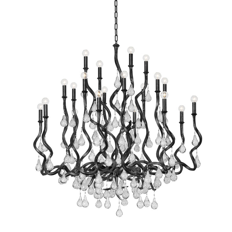 Aveline 20 Light 48 inch Black Silver Leaf Chandelier Ceiling Light