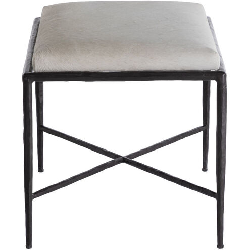 Devoe 19 inch Natural Ivory Hide / Gunmetal Bronze Ottomans Stool