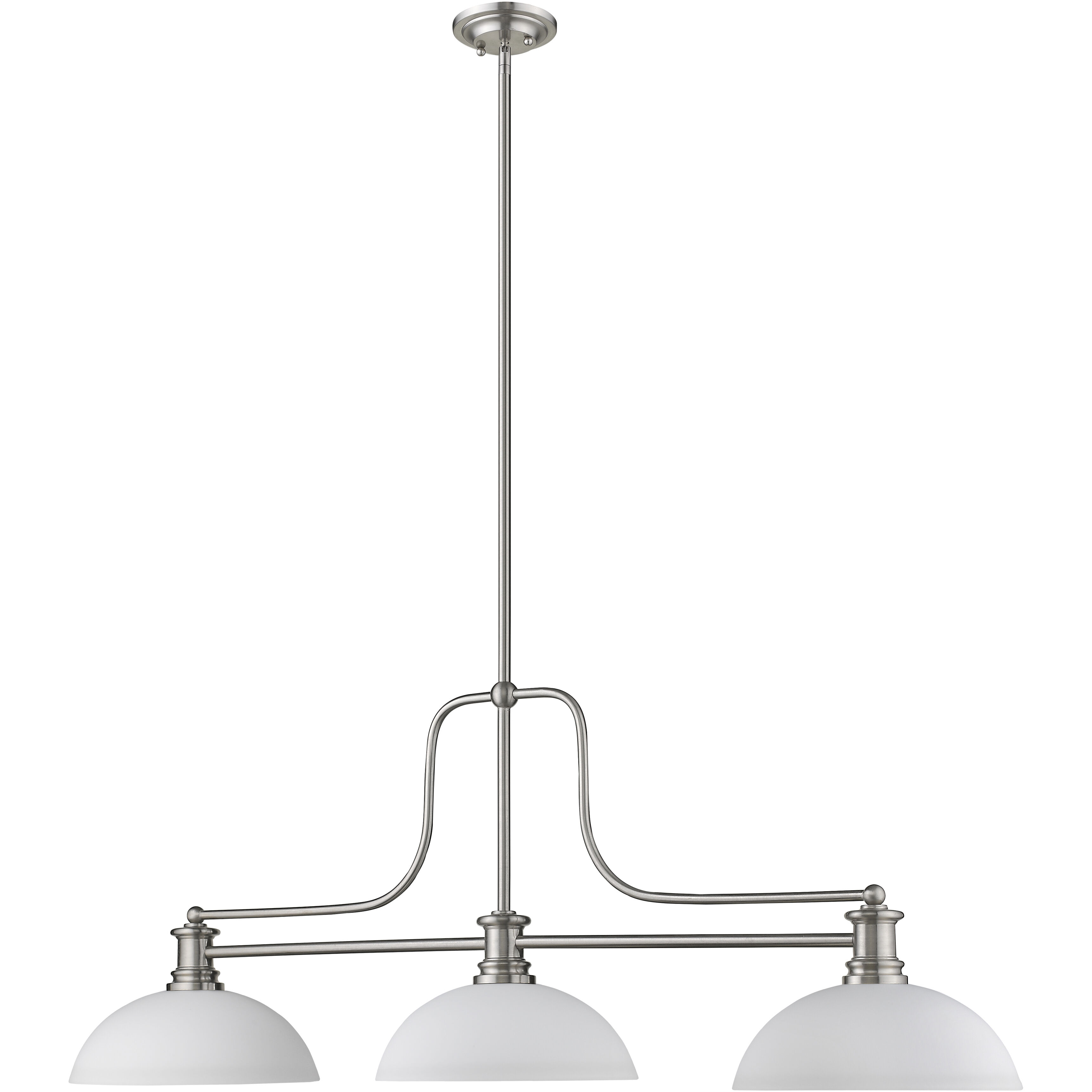 Melange 3 Light 52 inch Brushed Nickel Billiard Ceiling Light in Matte Opal Glass