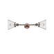 Franklin Restoration Large Cone 2 Light 8 inch Antique Copper Bath Vanity Light Wall Light in Seedy Glass, Franklin Restoration
