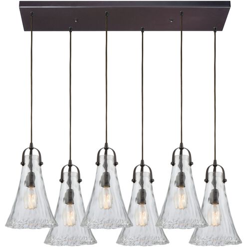 Hand Formed Glass 6 Light 32 inch Oil Rubbed Bronze Mini Pendant Ceiling Light