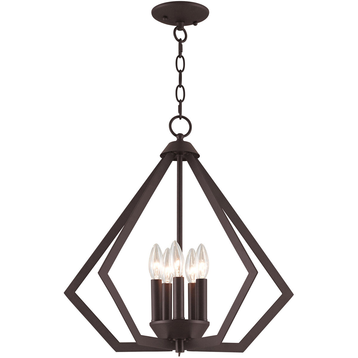Prism 5 Light 20 inch Bronze Chandelier Ceiling Light
