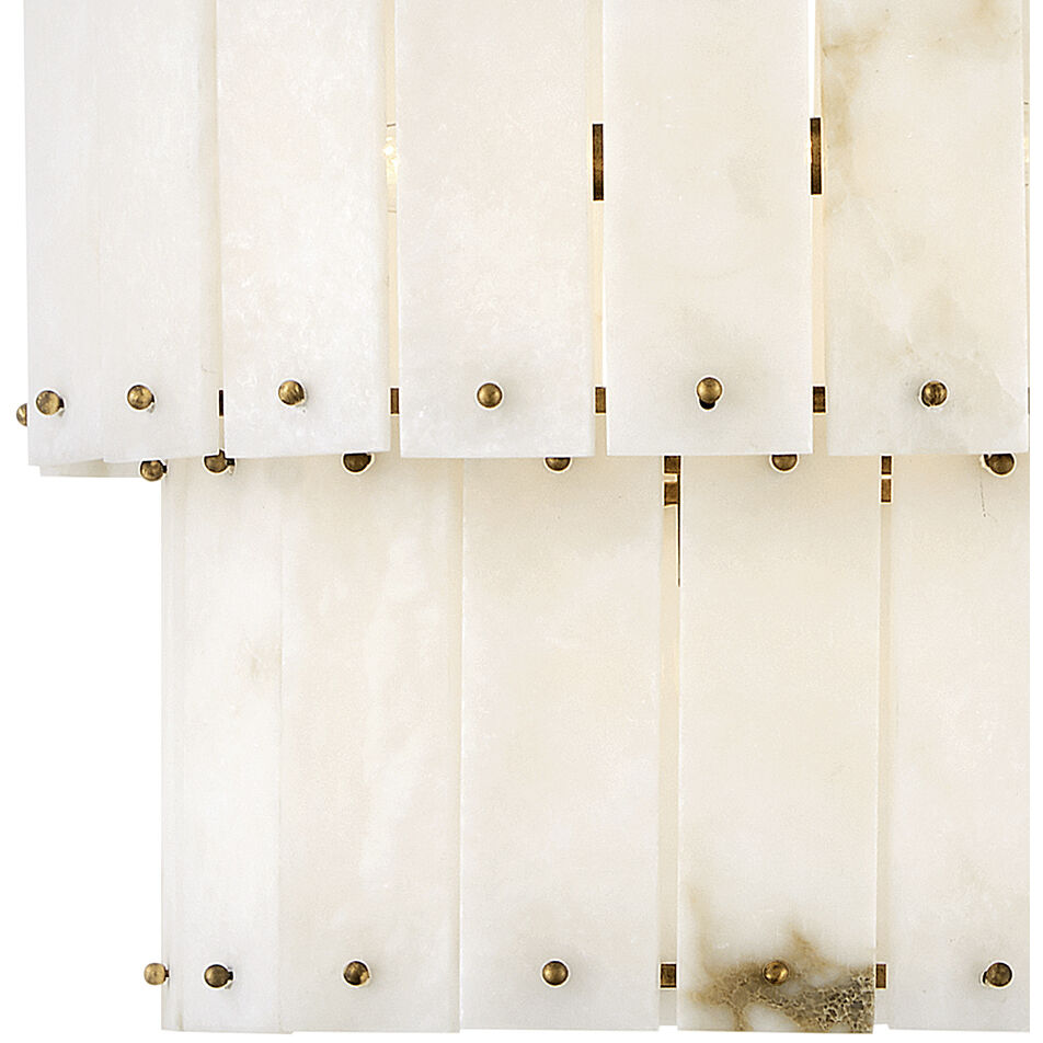 Simone LED 17.5 inch Burnished Gold Foyer Ceiling Light in Alabaster, Semi-flush Mount