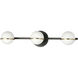 Sofia 3 Light 23 inch Matte Black with Aged Brass Vanity Light Wall Light in Matte Black and Aged Brass