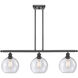 Ballston Athens 3 Light 36 inch Matte Black Island Light Ceiling Light in Seedy Glass, Ballston