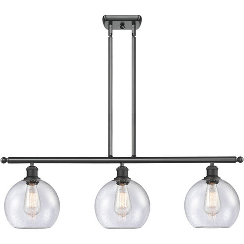 Ballston Athens 3 Light 36 inch Matte Black Island Light Ceiling Light in Seedy Glass, Ballston