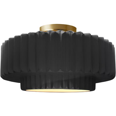 Radiance LED 14.5 inch Gloss Black and Brushed Brass Semi Flush Ceiling Light