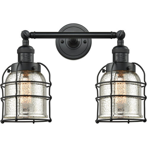 Franklin Restoration Small Bell Cage LED 6 inch Matte Black Bath Vanity Light Wall Light in Silver Plated Mercury Glass, Franklin Restoration