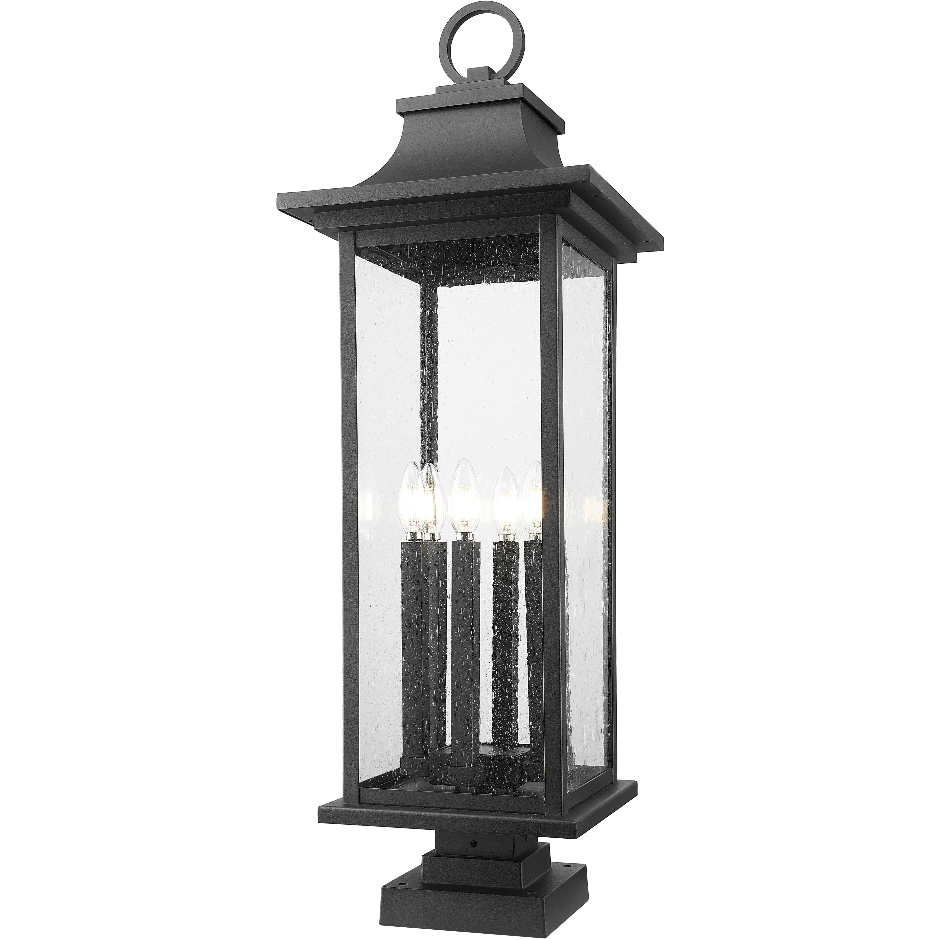 Tiberius 6 Light 36.5 inch Black Outdoor Pier Mounted Fixture