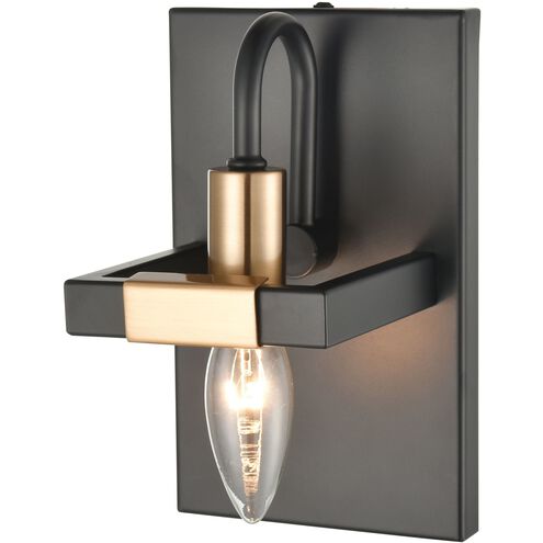 Heathrow 1 Light 5 inch Matte Black with Satin Brass Vanity Light Wall Light