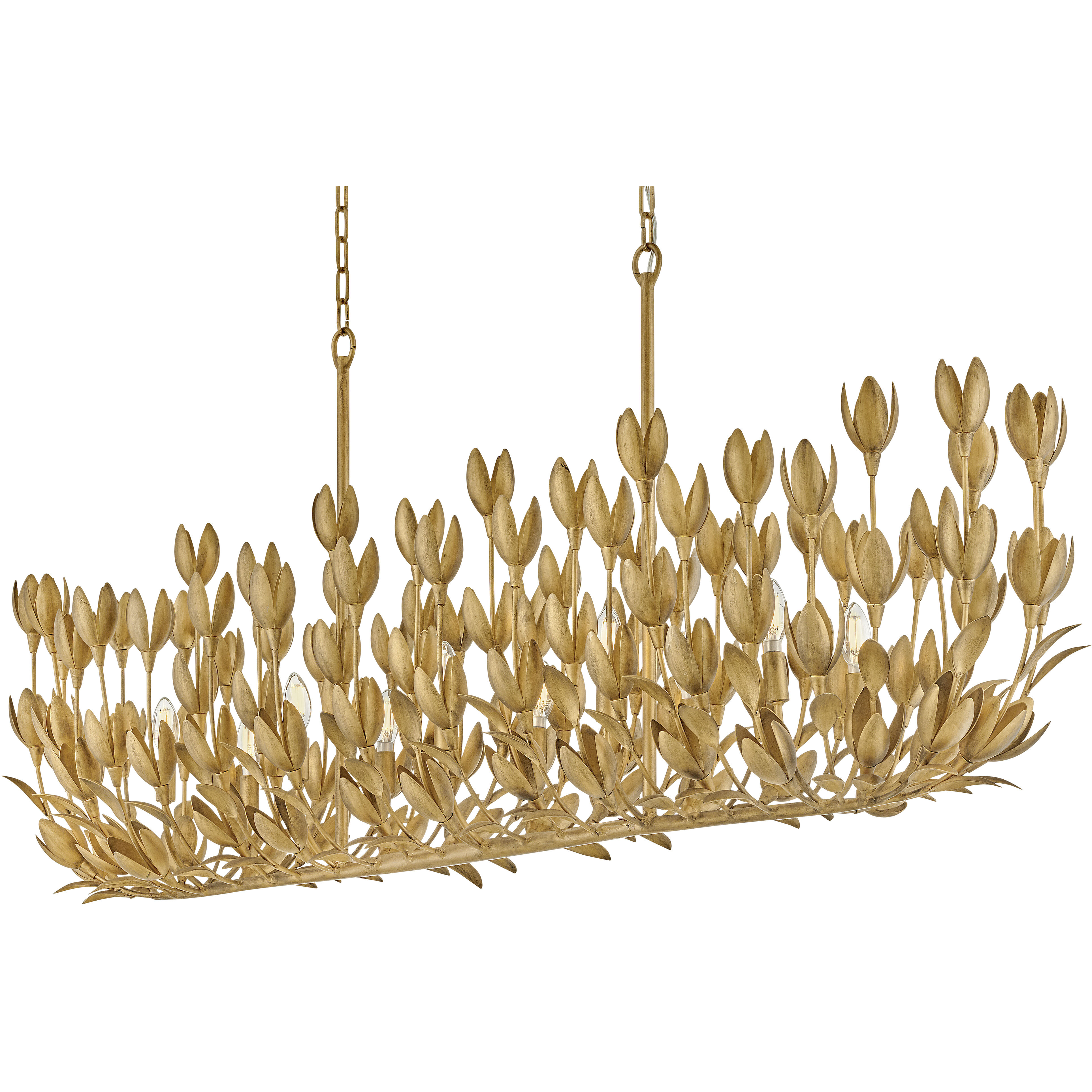 Lisa McDennon Flora 60 inch Burnished Gold Indoor Linear Chandelier Ceiling Light