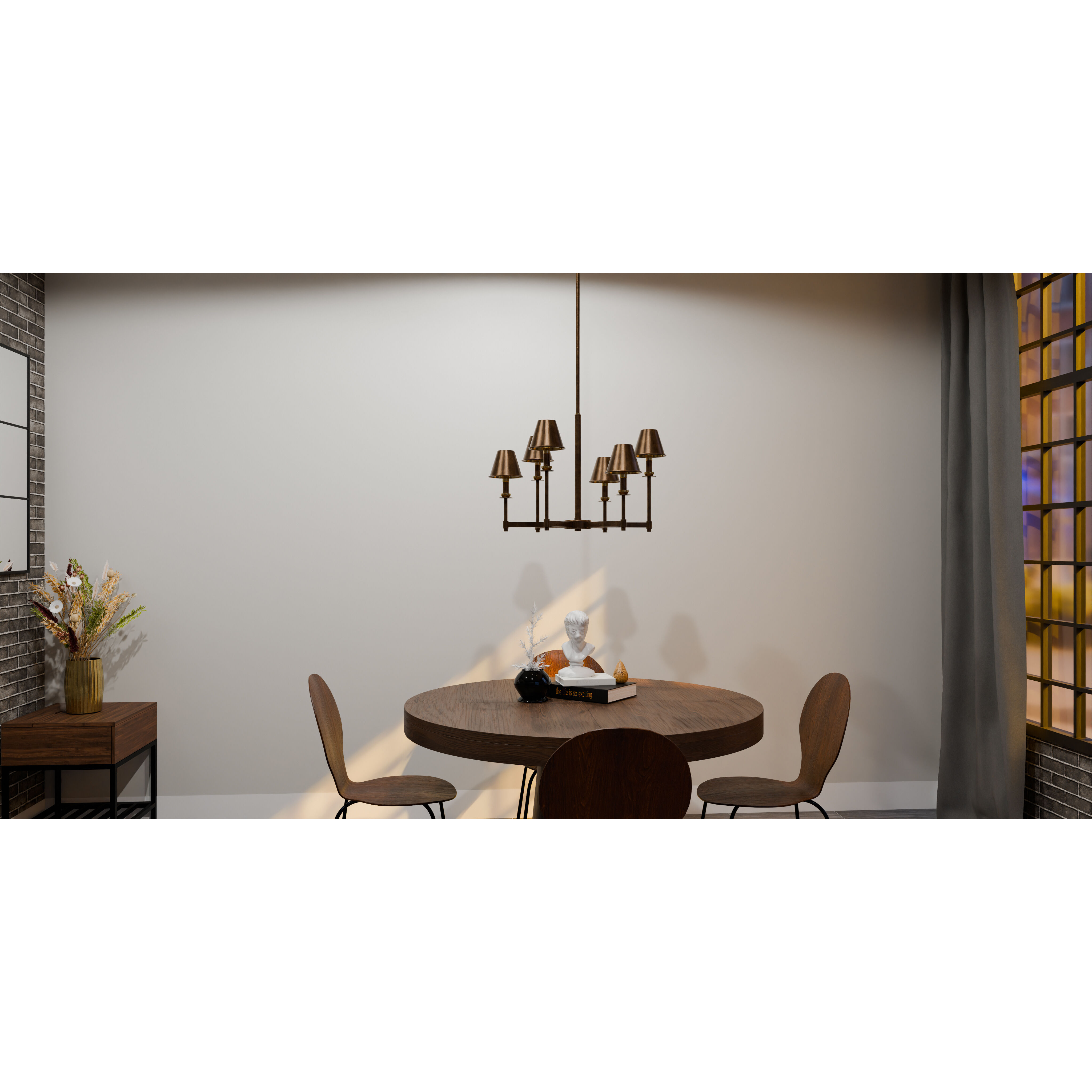 Cross 6 Light 26 inch Statuary Bronze Chandelier Ceiling Light