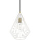 Linz 1 Light 12 inch Textured White with Antique Brass Accents Pendant Ceiling Light