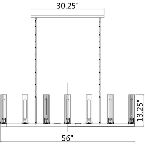 Beau 9 Light 56 inch Polished Nickel Linear Chandelier Ceiling Light