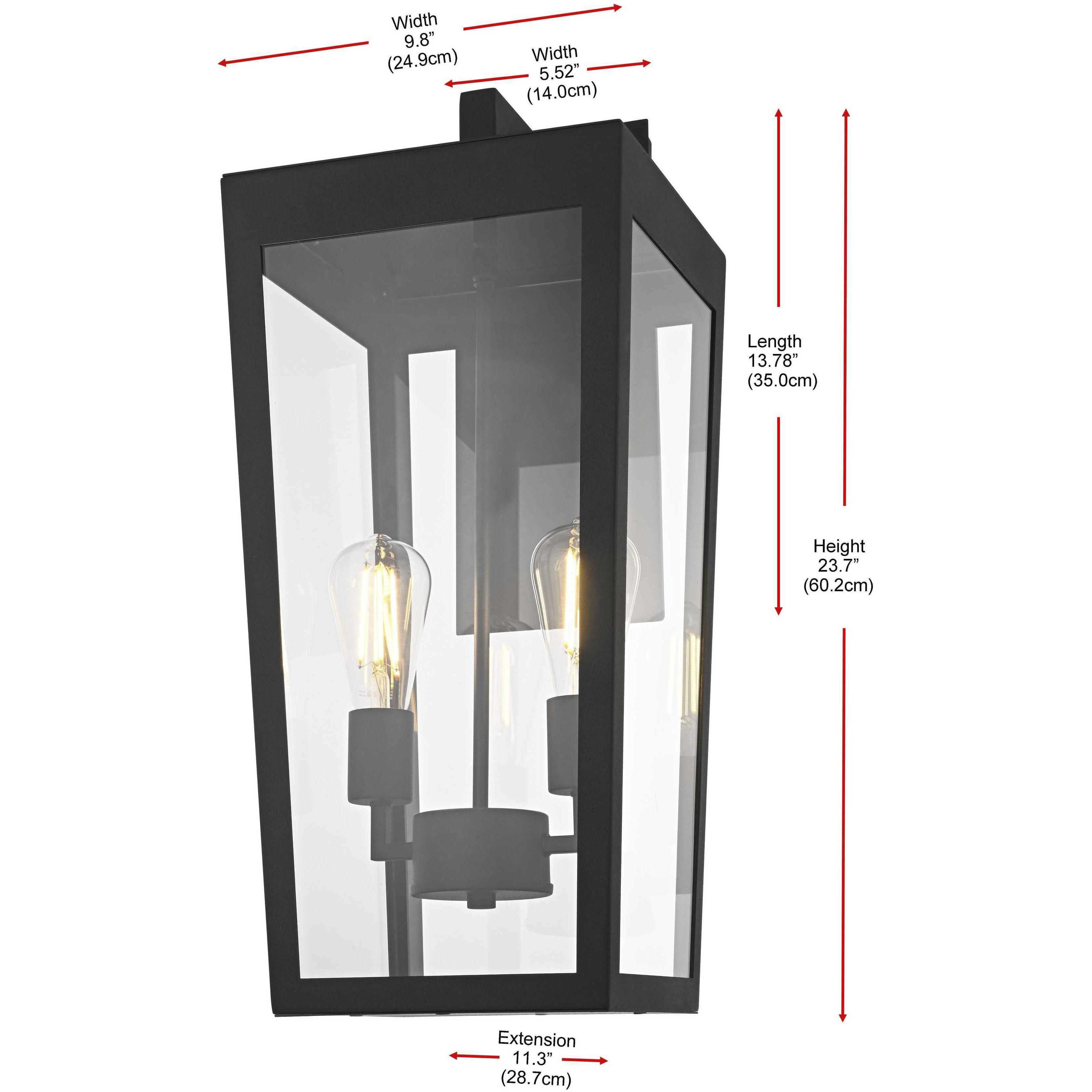William 2 Light 24 inch Black Outdoor Wall Sconce