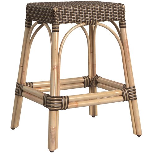 Robias Rectangular Rattan 24.5" Counter Stool in Brown and Tan Dot