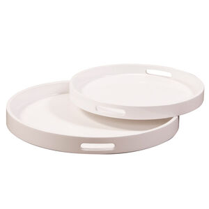 Lacquer Glossy White Tray, Set of 2