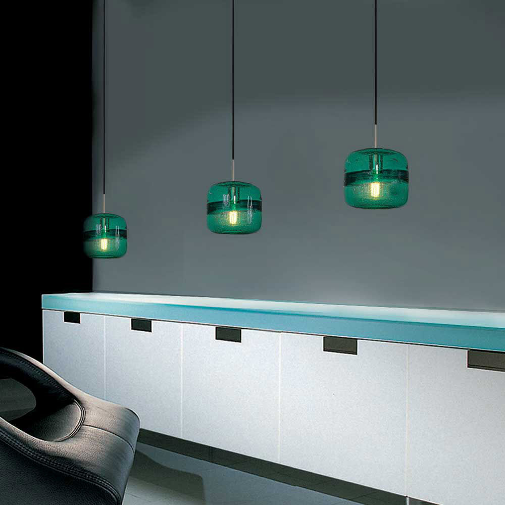 Envisage Vi 1 Light 7.5 inch Brushed Nickel Mini Pendant Ceiling Light in Envisage Teal