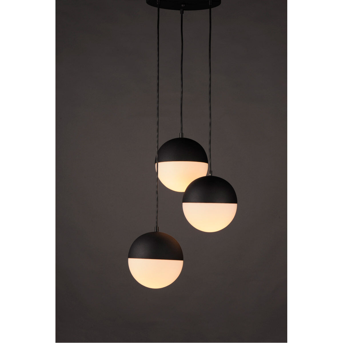 Half Moon LED 16.5 inch Black Multi-Light Pendant Ceiling Light