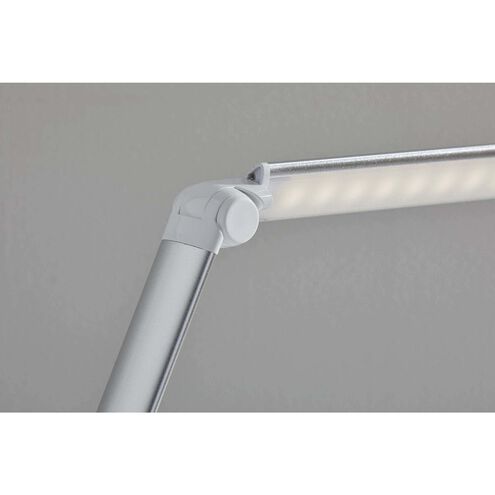 Douglas 17 inch 6.00 watt Matte Silver LED Multi-Function Desk Lamp Portable Light in Brushed Steel, Simplee Adesso