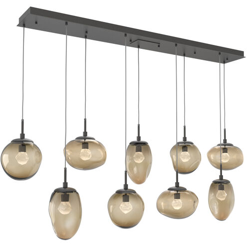 Cosmos LED LED Graphite Linear Pendant Ceiling Light in 2700K LED, Zircon Inner - Bronze Outer, Multi-Port