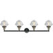Franklin Restoration Small Oxford LED 46 inch Black Antique Brass Bath Vanity Light Wall Light in Clear Glass, Franklin Restoration