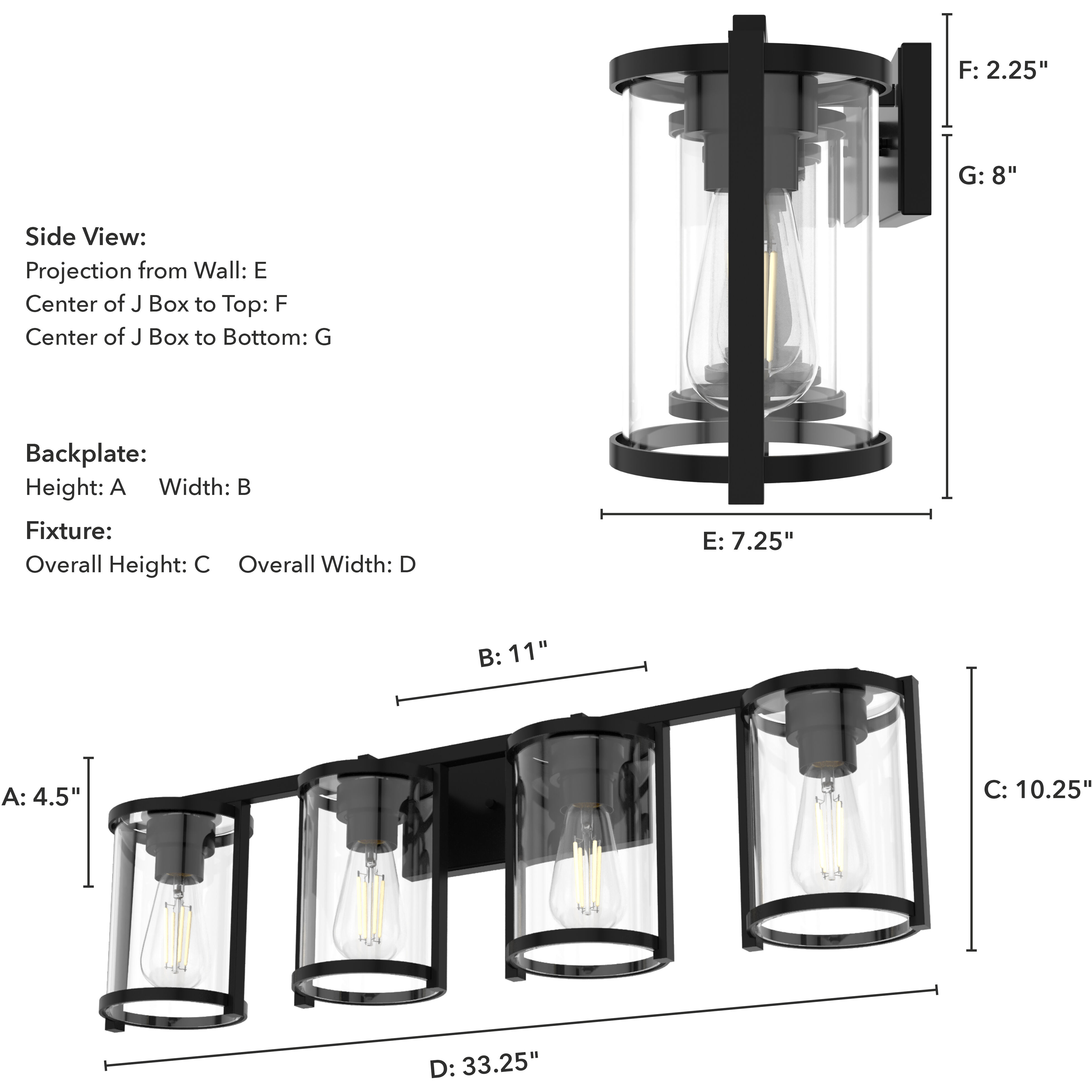 Astwood 4 Light 33.25 inch Matte Black Vanity Light Wall Light