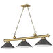 Cordon 3 Light 57.25 inch Rubbed Brass Billiard Ceiling Light in Bronze Steel