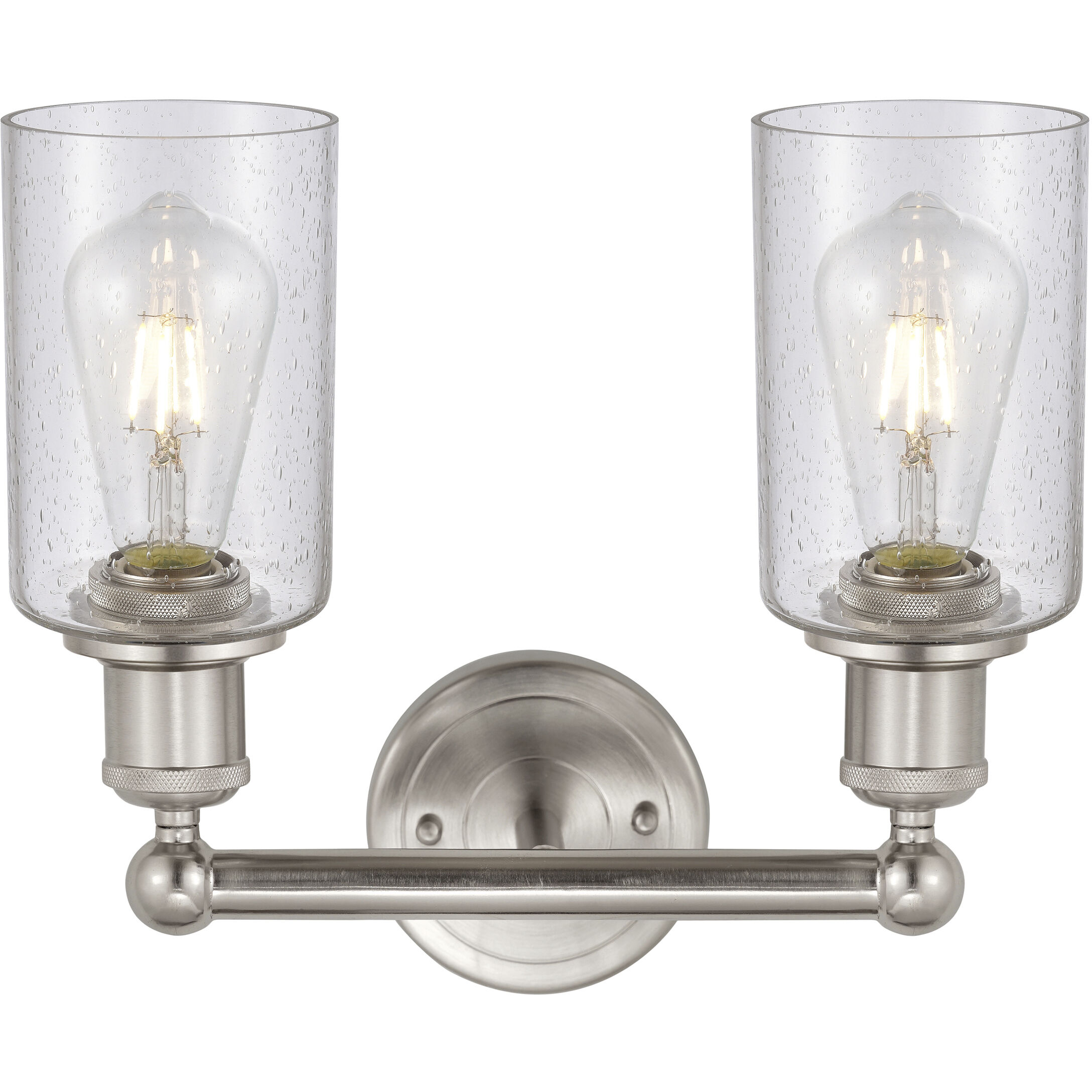 Clymer 2 Light 12.88 inch Brushed Satin Nickel Bath Vanity Light Wall Light in Seedy Glass