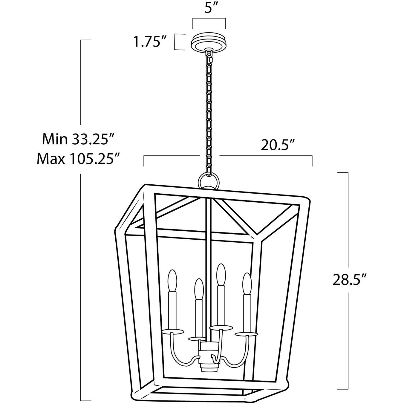 Luella 4 Light 20.5 inch Blackened Brass Lantern, Medium